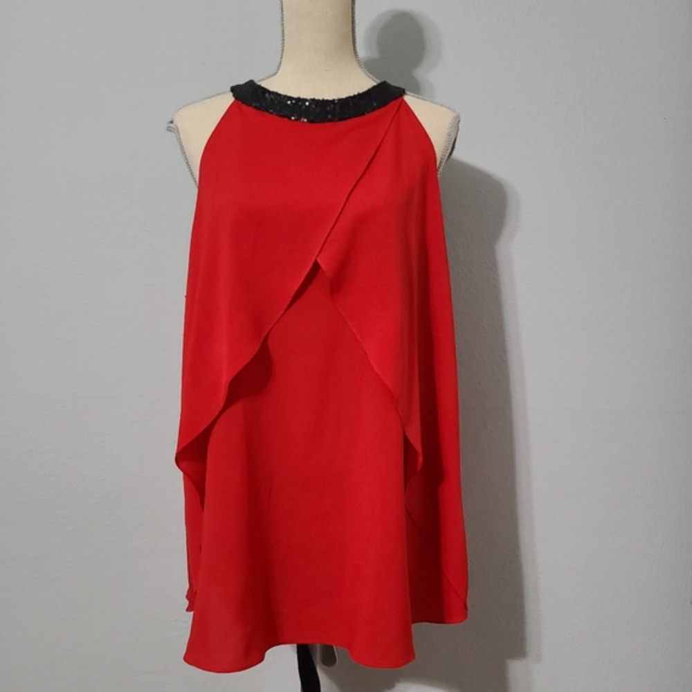 Bisou Bisou Embellished Flowy Swing Halter‎ Style Top Size Large